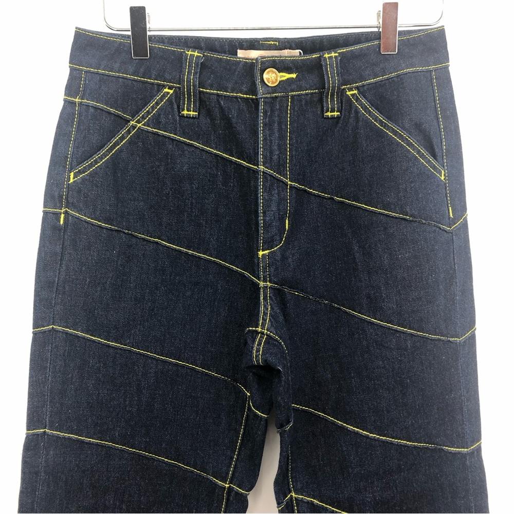 NWT Tory Burch Asymmetric Stitch Flare Cropped Jeans 28 - Picture 2 of 15